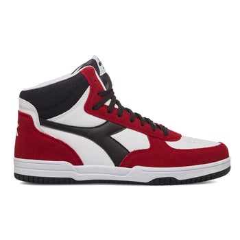 Sneakers alte bianche e rosse da uomo con logo a contrasto Diadora Raptor High Sl, Brand, SKU s322500136, Immagine 0